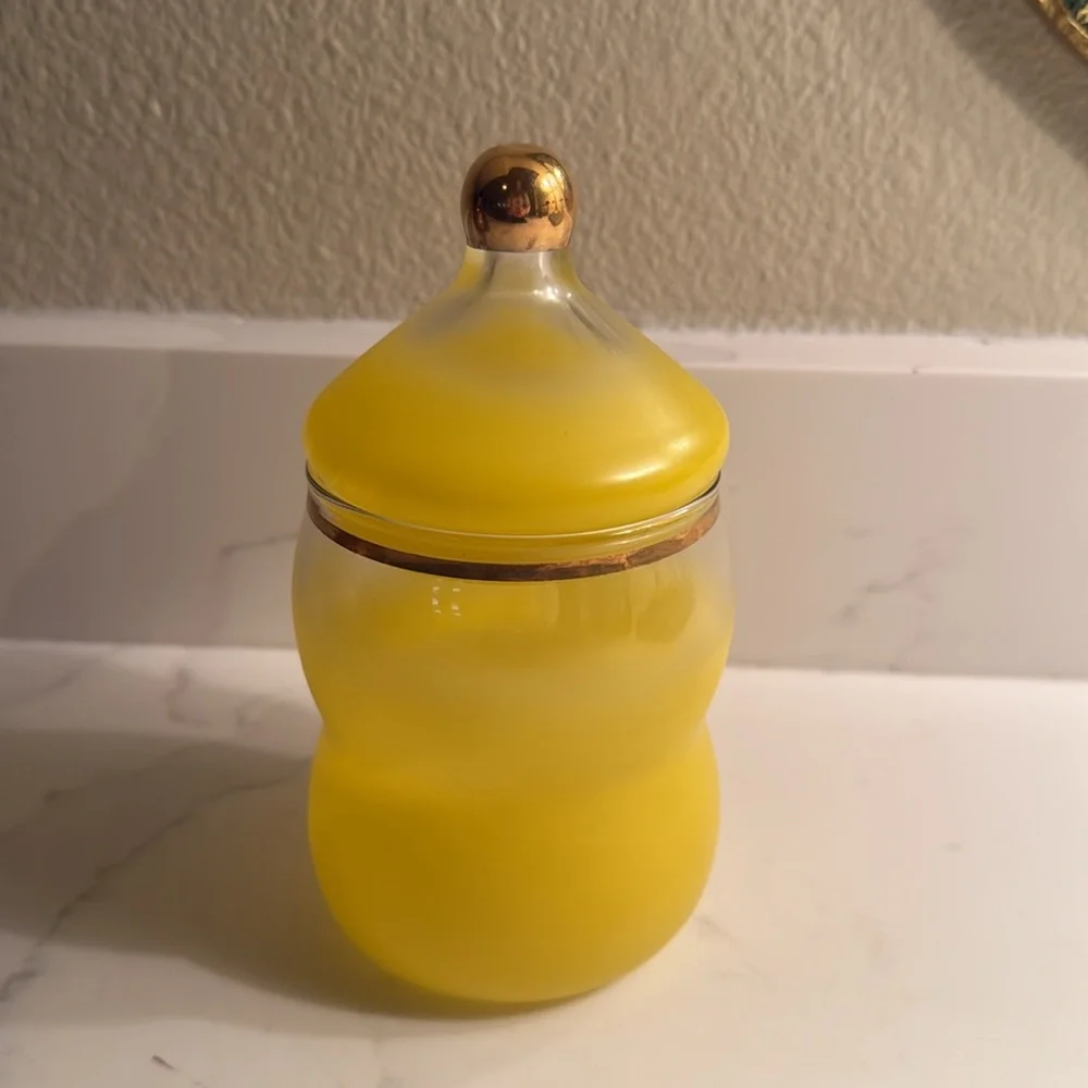 Vintage Blendo Yellow Candy Jar with Lid